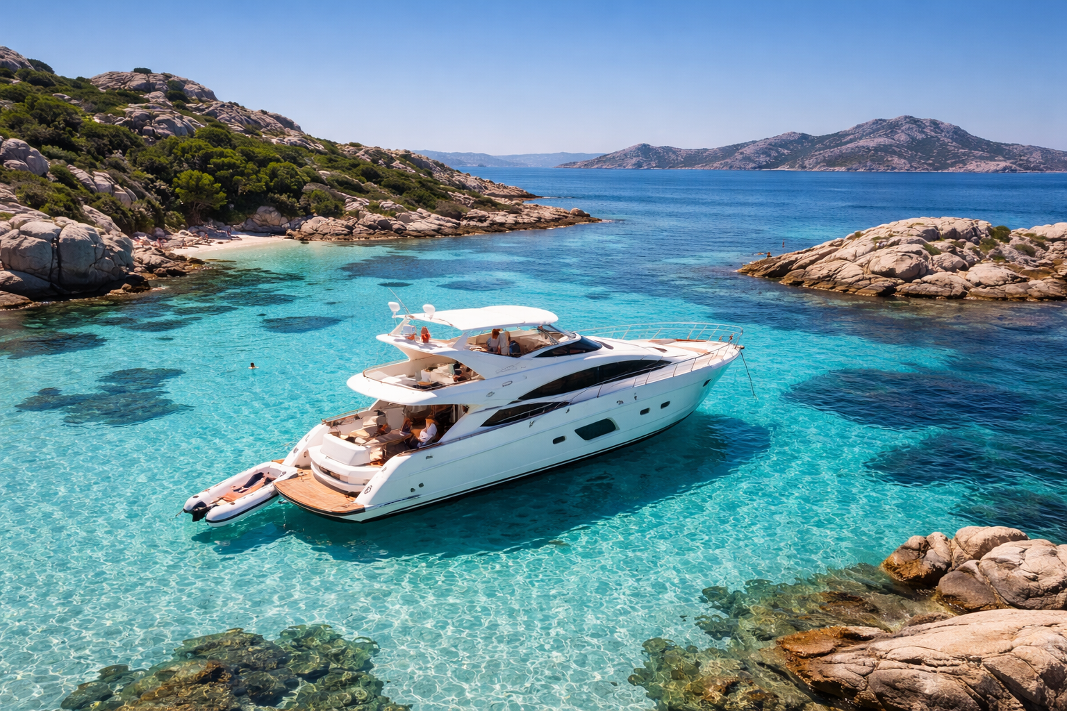 Luxury yacht available for rent a boat Maddalena services in La Maddalena Archipelago northern Sardinia