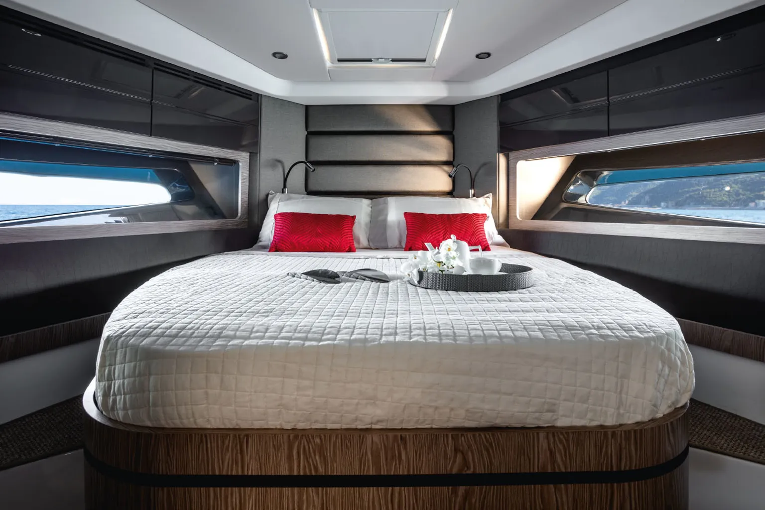 Azimut Atlantis 45 luxury yacht charter cabin bedroom Porto Cervo Sardinia Italy