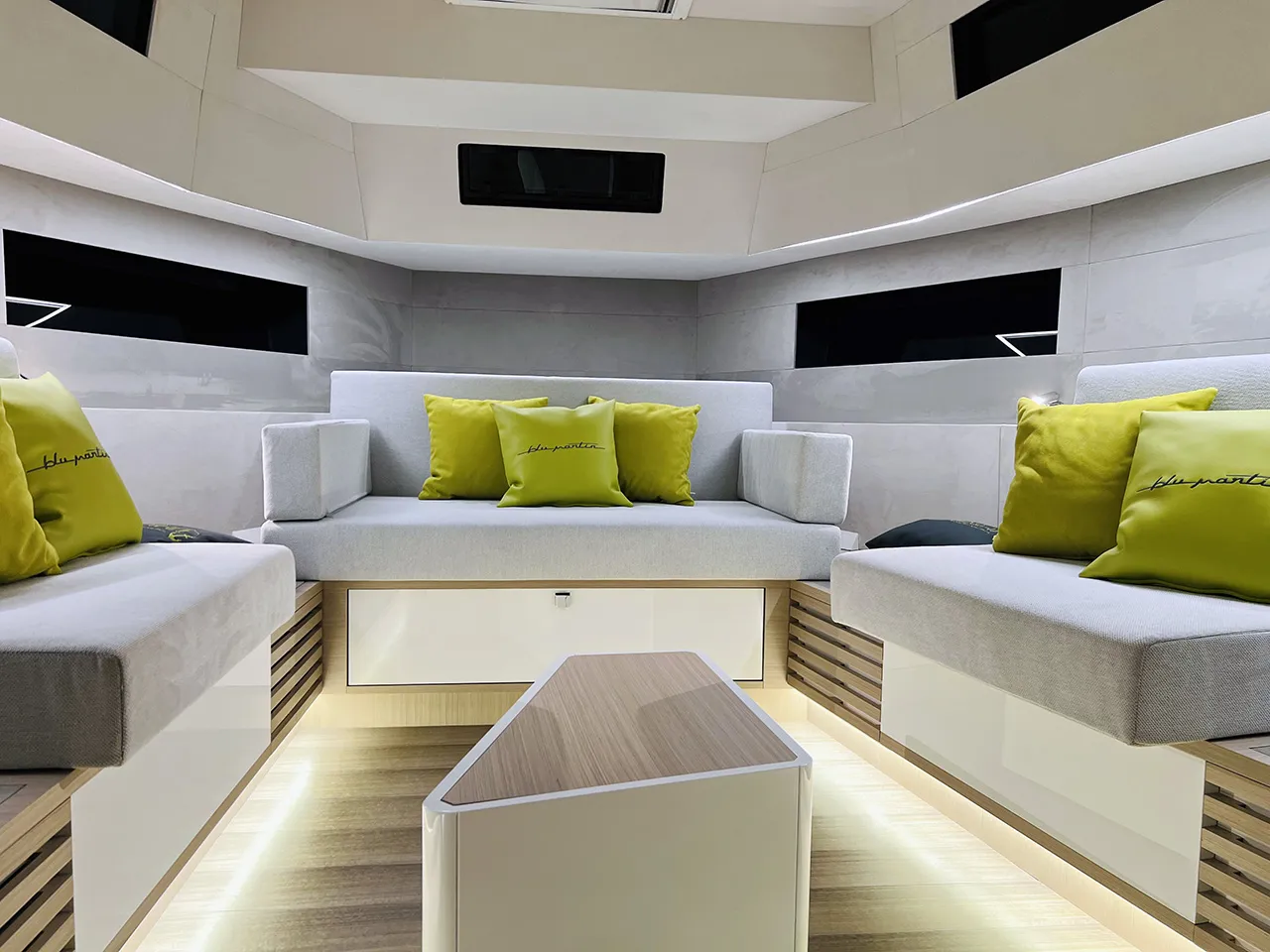 Blu Martin WA 46 luxury yacht interior lounge seating Porto Cervo Sardinia
