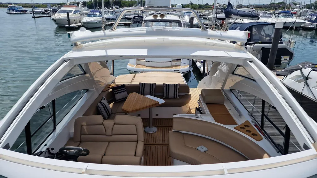 Fairline Targa 47 GT luxury yacht rental in crystal clear sea Sardinia Italy”