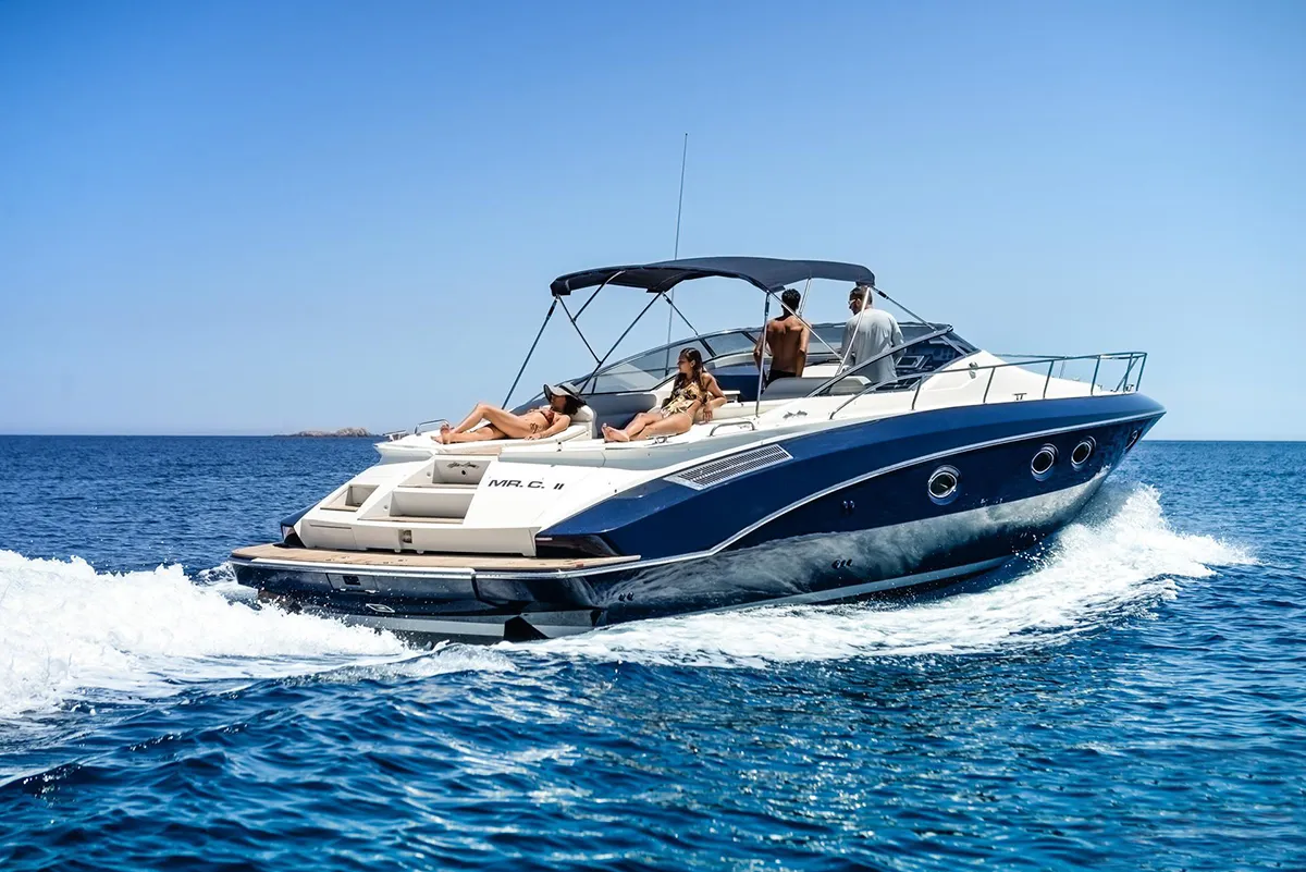 Sarnico Spider 43 yacht charter cruising in open sea Porto Cervo Sardinia